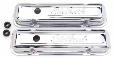 Cylinder Block Components - Engine Valve Cover Set - Edelbrock - Signature Series Valve Covers for Pontiac 301-326-350-389-400-421-455 - 4456
