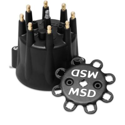 Distributor and Magneto - Distributor Cap - MSD - Dist Cap, Black Chevy V8, HEI, Retainer - 84333
