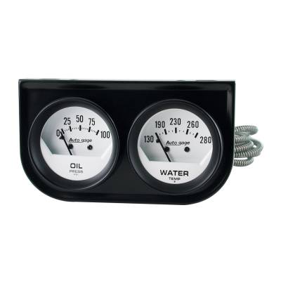 AutoMeter - GAUGE CONSOLE, OILP/WTMP, 2", 100PSI/280?F, WHT DIAL, BLK BZL, AUTOGAGE - 2323