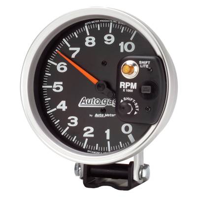 AutoMeter - GAUGE, TACHOMETER, 5", 10K RPM, PEDESTAL W/ INT. SHIFT LIGHT, BLACK, AUTO GAGE - 233903 - Image 2