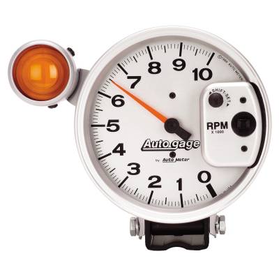 AutoMeter - GAUGE, TACHOMETER, 5", 10K RPM, PEDESTAL W/ EXT. SHIFT-LITE, SILVER, AUTO GAGE - 233911 - Image 1