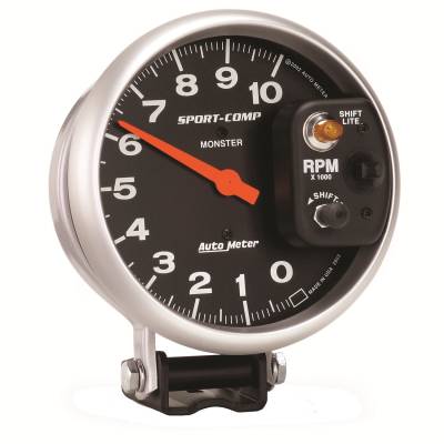 AutoMeter - GAUGE, TACHOMETER, 5", 10K RPM, PEDESTAL W/ INT. SHIFT-LITE, SPORT-COMP - 3903 - Image 2