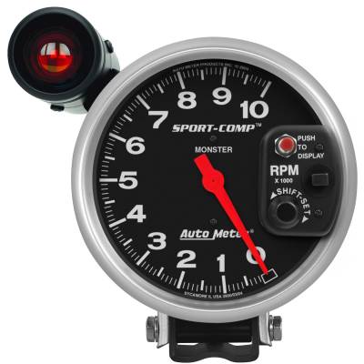 AutoMeter - GAUGE, TACHOMETER, 5", 10K RPM, PEDESTAL W/ EXT. SHIFT-LITE, SPORT-COMP - 3904 - Image 1