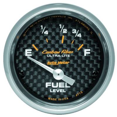 Instrument Panel - Fuel Level Gauge - AutoMeter - GAUGE, FUEL LEVEL, 2 1/16", 73OE TO 10OF, ELEC, CARBON FIBER - 4715