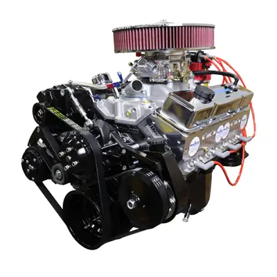 Blue Print Engines 383 CI SBS Stroker Crate Engine -Small Block GM Style - Deluxe Dressed w/Pulleys Long Block with Carburetor - Aluminum Heads  BP38318CTC1DK - $8399.00